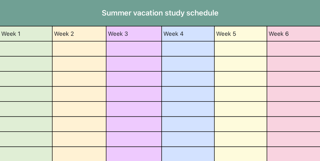 Summer vacation study schedule